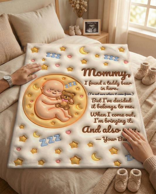 3D Bump sleeping with teddy bear Blanket