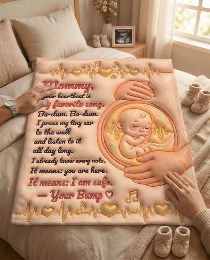 3D pregnant belly illustration poem Blanket