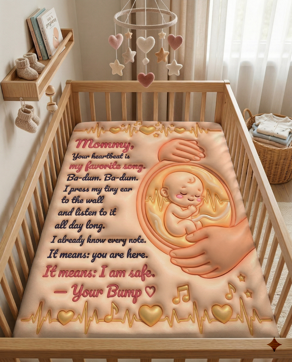 3D pregnant belly illustration poem Blanket