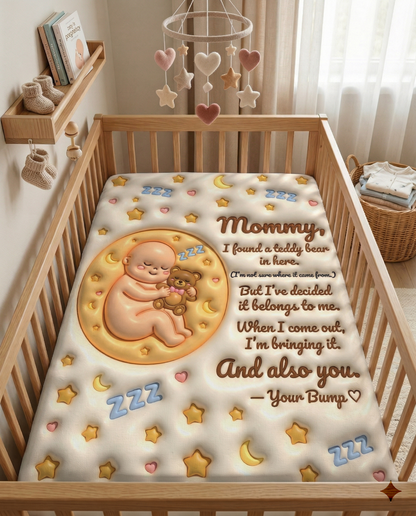 3D Bump sleeping with teddy bear Blanket