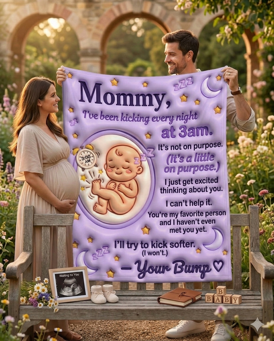 Baby Kicking At 3AM Humor Blanket